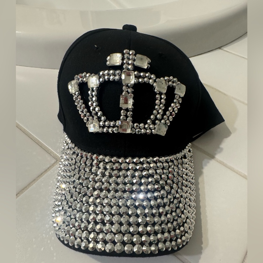 Black Crystal Crown Baseball Cap